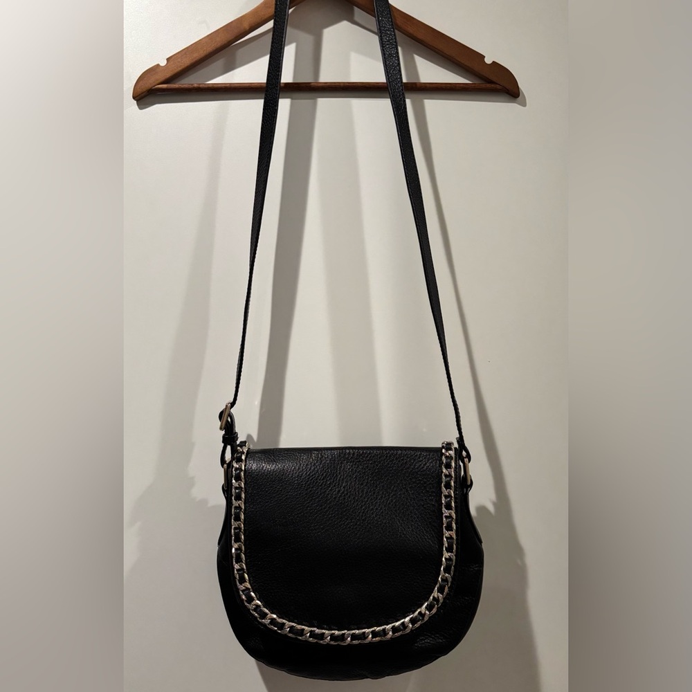 Danier Black Pebbled Leather Crossbody Bag NWOT !!